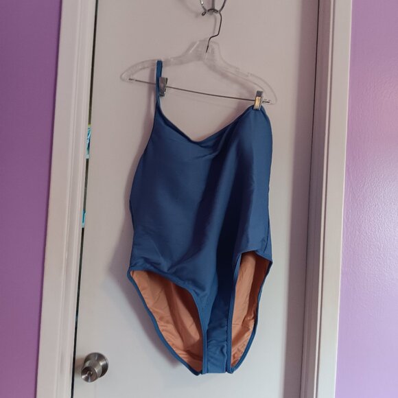 J. Crew Other - J Crew Women's Ribbed One Strap One Piece Blue Size 20 Swimsuit NWT